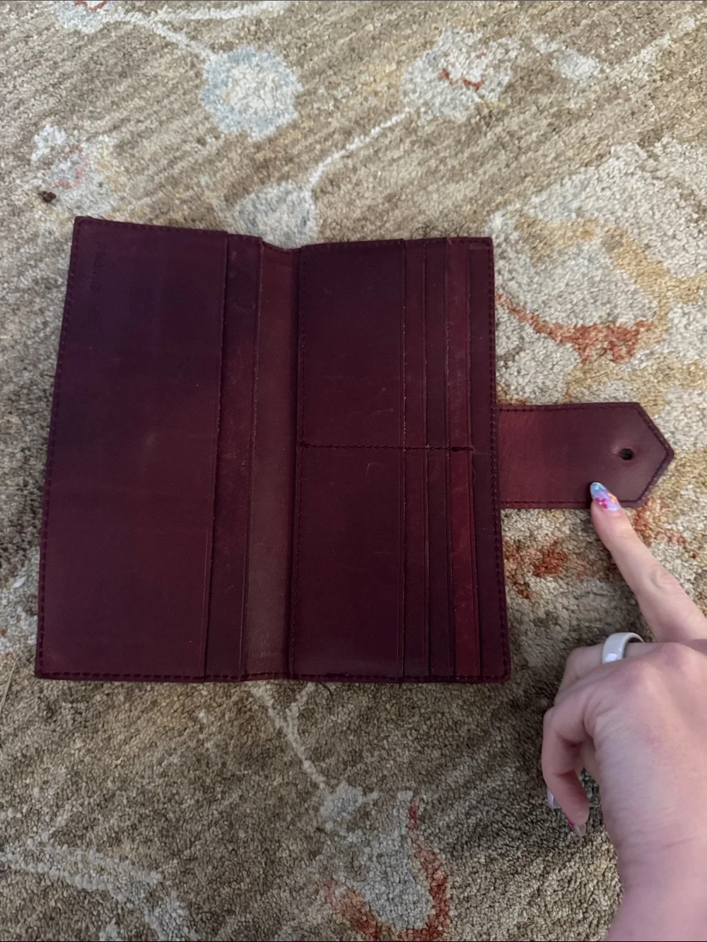 Madewell Burgundy Leather Wallet with Snap Closure